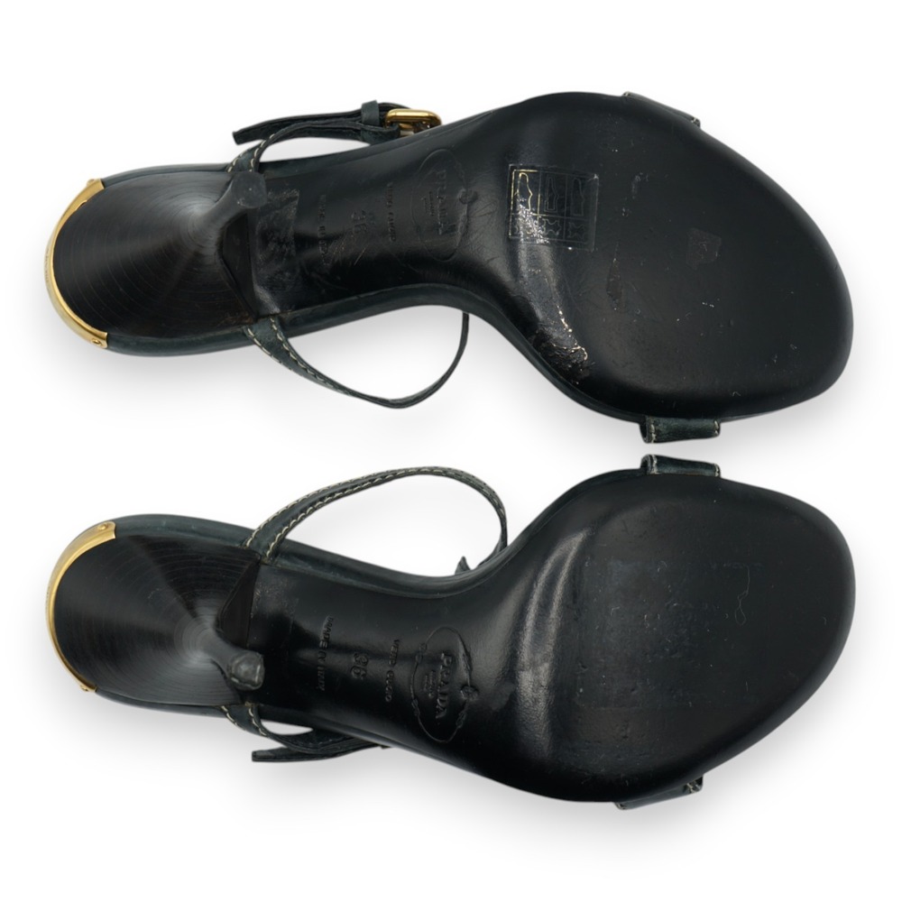 PRADA‎ Women's High Heels Sandal Open Toe Size EUR 36 / US 6 Black  MSRP $950 - Picture 9 of 11